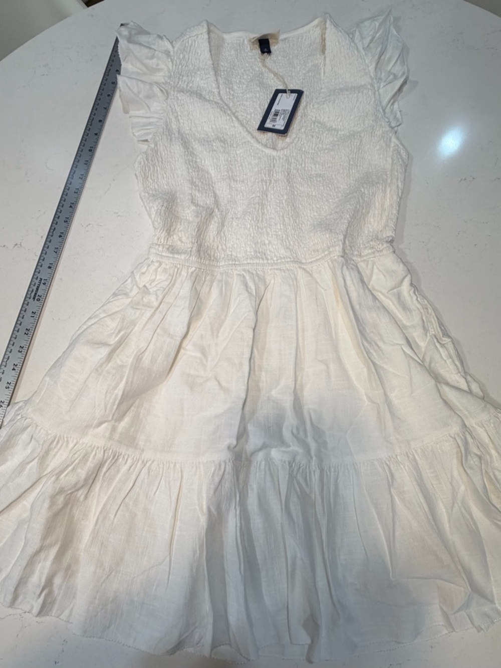 Universal Thread Cream Smocked Textured Dress - Picture 1 of 5